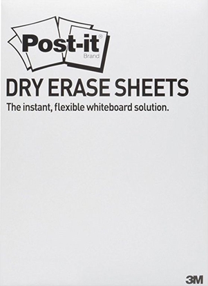 Attēls no Post-it Suchościeralna folia w arkuszach POST-IT® Dry Erase (DEFPACKL-EU), 28x39cm, 15ark., białe