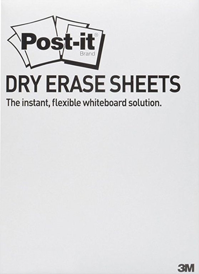 Picture of Post-it Suchościeralna folia w arkuszach POST-IT® Dry Erase (DEFPACKL-EU), 28x39cm, 15ark., białe