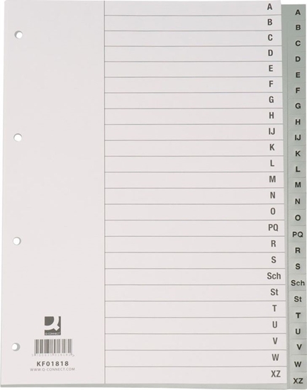 Picture of Q-Connect Przekładki Q-CONNECT, PP, A4, 230x297mm, A-Z, 20 kart, szare