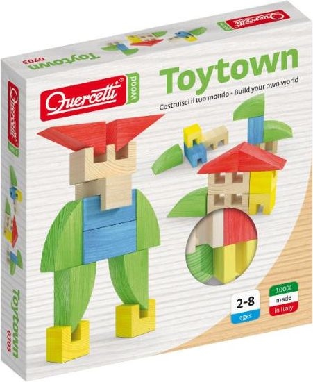 Изображение Quercetti Drewniane klocki Toytown 15el. (040-0703)