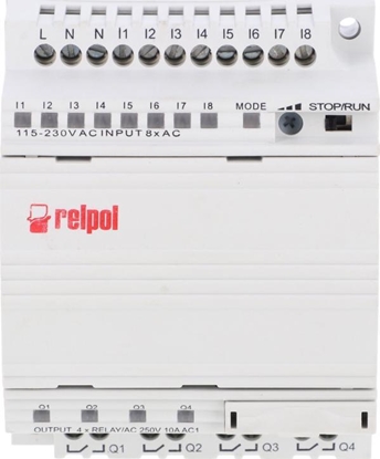 Attēls no Relpol Przekaźnik programowalny 230V AC 8we, 4wy bez wyświetlacza i klawiatury NEED-230AC-11-08-4R 857737