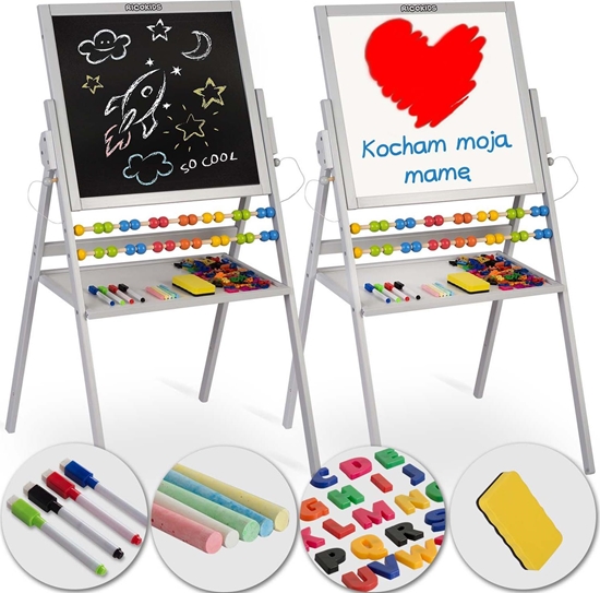 Изображение Ricokids Magnetyczna kredowa tablica obrotowa Ricokids - szara