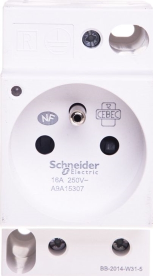 Picture of Schneider Electric Gniazdo modułowe z lampką iPC 2P+E 10/16A 250V na szynę białe A9A15307 - A9A15307