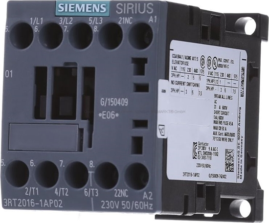 Picture of Siemens Stycznik mocy 9A 3P 230V AC 0Z 1R S00 (3RT2016-1AP02)