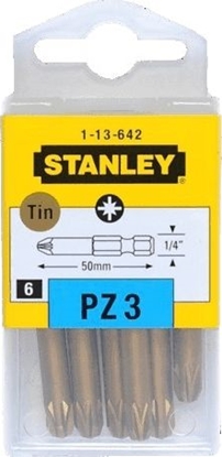 Attēls no Stanley końcówka 1/4'' długa Pz3 x 50mm TORS.HARD TIN 6 sztuk (13-642-1)