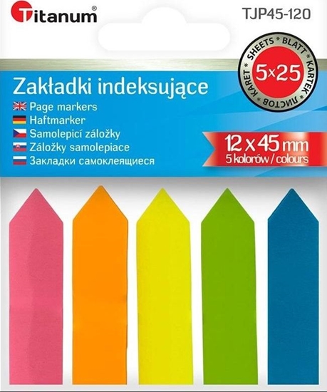 Изображение Titanum Zakładki indeksujące fluo 12x45mm 5x25 kartek