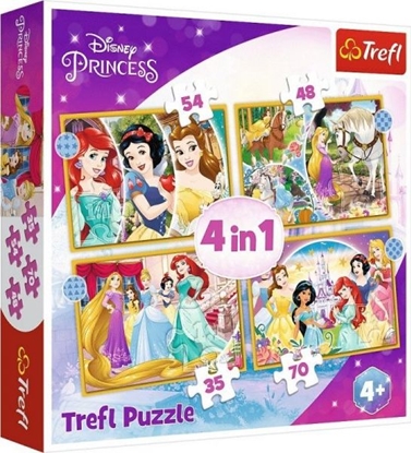 Attēls no Trefl Puzzle 4w1 35,48,54,70el Szczęśliwy dzień. Księżniczki. Princess 34385 Trefl p8