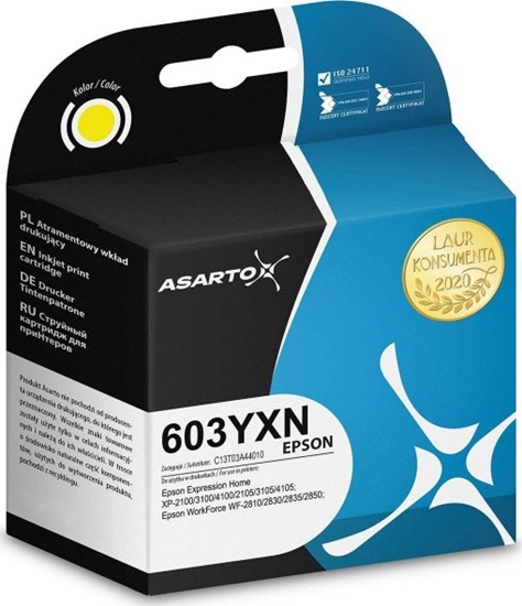 Изображение Tusz Asarto Tusz Asarto do Epson 603YXN | C13T03A44010 | 350 str. | yellow