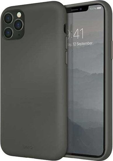 Изображение Uniq UNIQ etui Lino Hue iPhone 11 Pro Max szary/moss grey