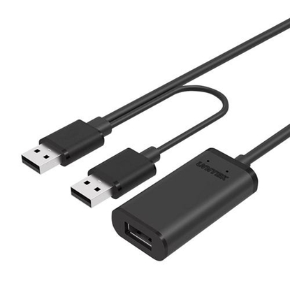 Attēls no Kabel USB Unitek 2x USB-A - USB-A 5 m Czarny (Y-277)