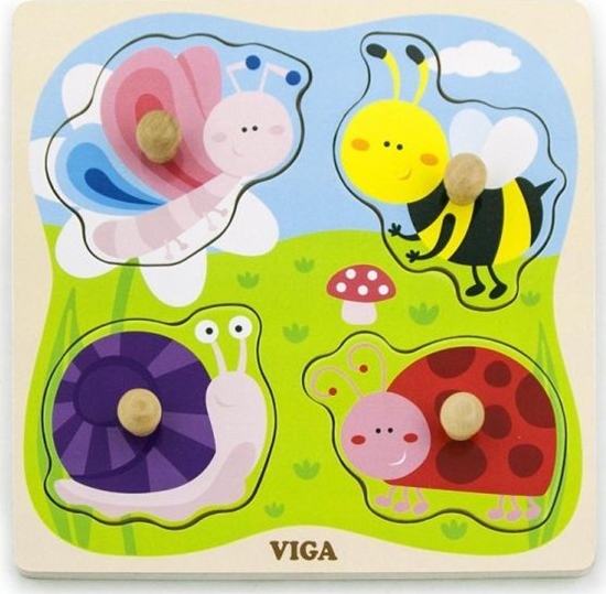 Изображение Viga Toys VIGA Drewniane Puzzle z Pinezkami Owady