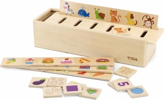 Изображение Viga Toys VIGA Drewniany Edukacyjny Sorter Gra Zwierzątka Owoce Warzywa