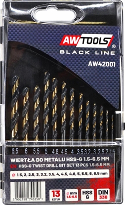 Picture of Wiertło AWTools AWTOOLS WIERTŁO METAL HSS M2 KPL. 13SZT./1.5 - 6.5MM/ PREMIUM AW42001 AWTOOLS