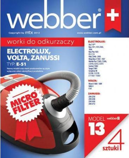 Изображение Worek do odkurzacza Webber WORKI WEBBER MICRO ELECTROLUX E 51 02WME51