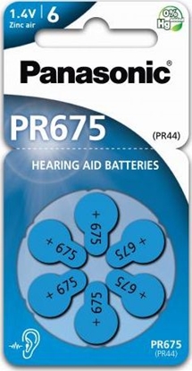 Attēls no 10x1 Panasonic PR 675 Hearing Aid Batteries Zinc Air 6 pcs.