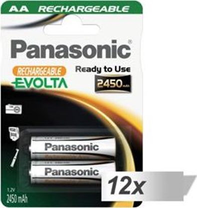 Picture of 1x2 Panasonic Akku NiMH Mignon AA 2450 mAh Rechargeable Evolta