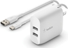 Изображение Belkin Dual USB-A Charger, 24W incl. USB-C Cable 1m, white