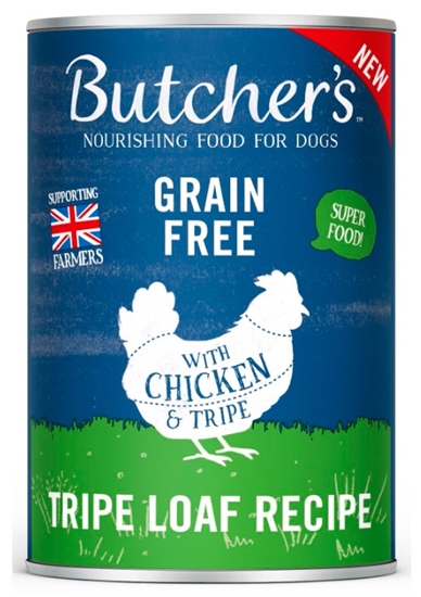 Изображение BUTCHER'S Original Tripe Chicken and Rumen Pate - wet dog food - 400g