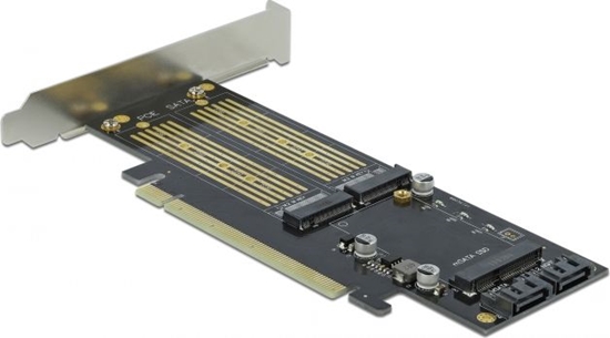 Picture of Delock PCI Express x16 Card to 1 x M.2 Key B + 1 x NVMe M.2 Key M + 1 x mSATA - Low Profile Form Factor