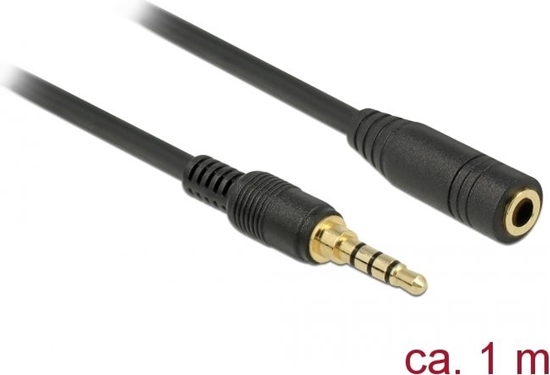 Picture of Delock Stereo Jack Extension Cable 3.5 mm 4 pin male to female 1 m black