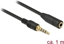 Attēls no Delock Stereo Jack Extension Cable 3.5 mm 4 pin male to female 1 m black