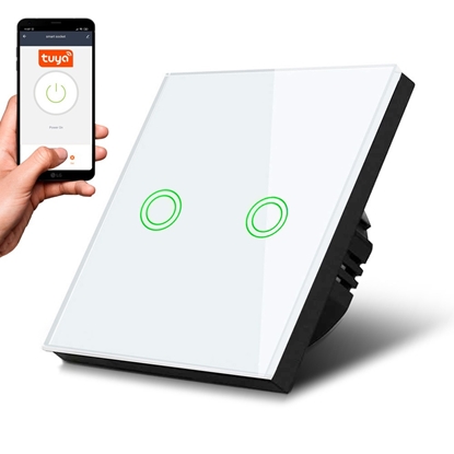 Изображение Dotykowy włącznik światła podwójny Wi-Fi SMART MCE714W Biały