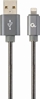 Изображение Gembird USB Male - Lightning Male Premium spiral metal 2m Metallic Grey