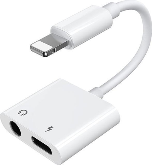 Изображение Adapter USB Joyroom Lightning - Jack 3.5mm + Lightning Biały  (6956116718978)