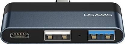Изображение Adapter USB Usams US-SJ490 USB-C - USB + USB-C Szary  (6958444945613)