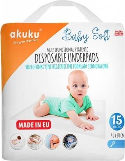 Picture of Akuku AKUKU Podkład Jednorazowy Baby Soft 40x60cm 15 szt.