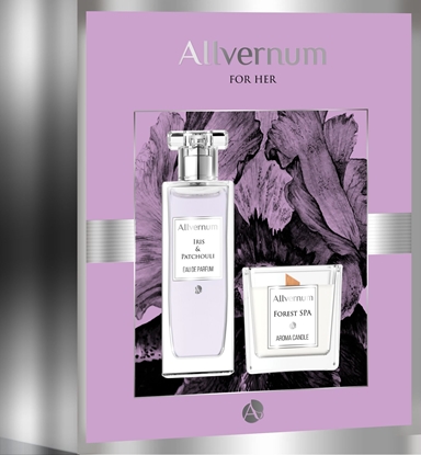 Picture of Allverne  Zestaw dla kobiet Edp Iris&Patchouli 50ml+świeca Forest Spa 100g