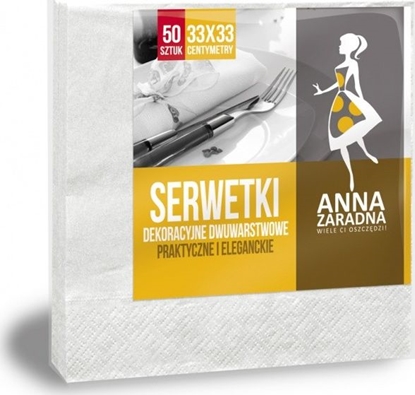 Picture of Anna Zaradna Serwetki ANNA ZARADNA, dwuwarstwowe, składane, 33x33cm, 50 szt., białe, biały