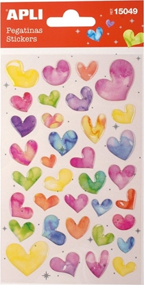 Изображение Apli Naklejki APLI Hearts, z brokatem, mix kolorów