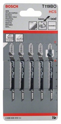 Attēls no Bosch 2 608 630 310 jigsaw/scroll saw/reciprocating saw blade Jigsaw blade High carbon steel (HCS) 5 pc(s)