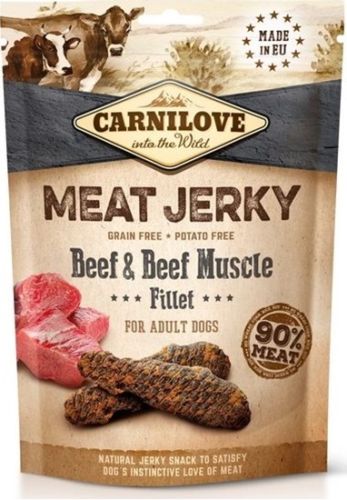 Изображение Brit Carnilove Dog Jerky Beef & Beef Fillet - wołowina i filet wołowy 100g