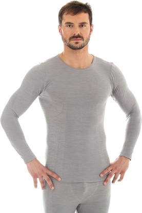 Attēls no Brubeck Koszulka męska z długim rękawem COMFORT WOOL czarna r. XL (LS11600)