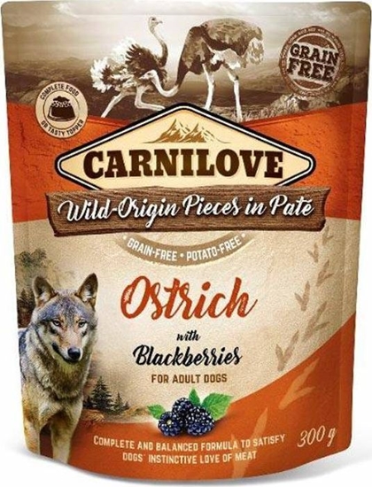 Picture of Carnilove Carnilove Dog Pouch Ostrich Blackberries - bezzbożowa mokra karma dla psa, struś z jagodami, saszetka 300g uniwersalny