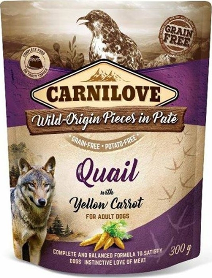 Picture of Carnilove Carnilove Dog Pouch Quail Yellow Carrot - bezzbożowa mokra karma dla psa, przepiórka z żółtą marchewką, saszetka 300g uniwersalny