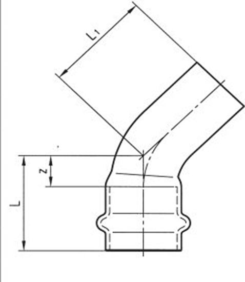 Изображение Conex Łuk jednokielichowy 45° mm z serii B Press miedziane 22mm (P504002200000)