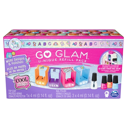 Picture of Cool Maker GO GLAM Refill Pack with 4 Design Pods, 3 Nail Polish Colors for Use with U-nique Nail Stamper Salon