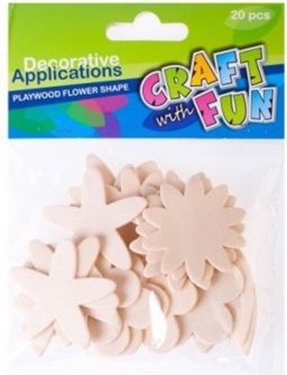 Изображение Craft with Fun Ozdoba drewniana w kształcie kwiatuszka 20 sztuk