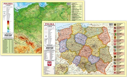 Изображение EkoGraf Podkładka na biurko - Mapa fizyczno-admini. Polska