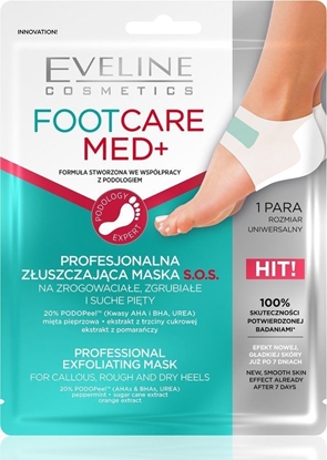 Attēls no Eveline Eveline Foot Care Med+ Profesjonalna Złuszczająca Maska płachtowa S.O.S na pięty 1 para