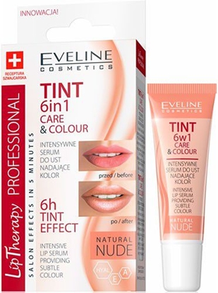 Изображение Eveline Lip Therapy Professional 6w1 Care&Colour Tint Serum do ust Nude 12ml