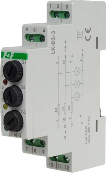 Picture of F&F F F Lampka kontrolna 3F + Moduł bezpiecznikowy 3P na wymienne wkładki topikowe LK-BZ-3 K