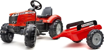 Изображение Falk Traktor Massey Ferguson Czerwony na Pedały z Przyczepką od 3 Lat