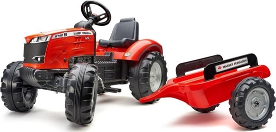 Picture of Falk Traktor Massey Ferguson Czerwony na Pedały z Przyczepką od 3 Lat