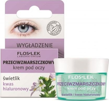 Изображение FLOSLEK Krem pod oczy Pielęgnacja oczu Świetlik-Kwas Hialuronowy przeciwzmarszczkowy 15ml