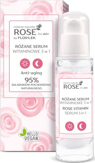 Изображение FLOSLEK Rose for Skin Różane Serum witaminowe 3w1 na dzień i noc 30ml