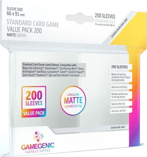 Изображение Gamegenic Gamegenic: Matte Value Sleeving Pack (66x91 mm) 200 sztuk